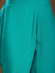 Ethnic Motifs Printed Round Neck Georgette Straight Kurta With Trousers & Dupatta
