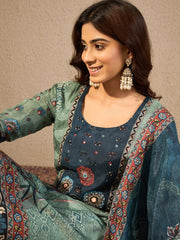 Women Ethnic Motifs Printed Regular Sequinned Kurta with Trousers & Dupatta