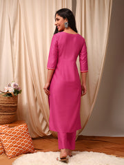 Women Regular Thread Work Kurta with Trousers