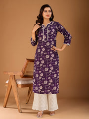 Women Floral Printed Gotta Patti Floral Kurta