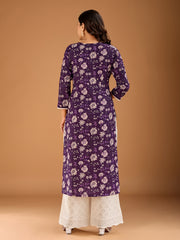Women Ethnic Motifs Printed Gotta Patti Floral Kurta