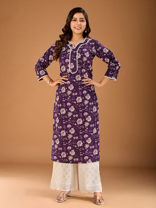 Women Ethnic Motifs Printed Gotta Patti Floral Kurta