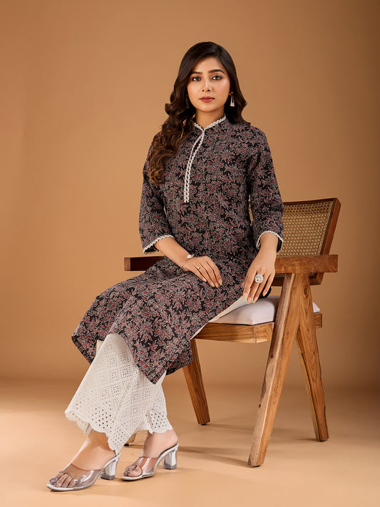 Women Floral Printed Gotta Patti Floral Kurta