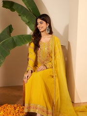 Women Ethnic Motifs Embroidered Tiered Sequinned Kurta with Trousers & With Dupatta