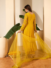 Women Ethnic Motifs Embroidered Tiered Sequinned Kurta with Trousers & With Dupatta