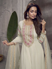 Women Floral Embroidered Anarkali Kurta with Palazzo & Dupatta