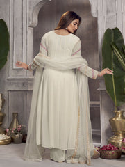 Women Floral Embroidered Anarkali Kurta with Palazzo & Dupatta