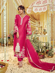 Malaika Arora Women Floral Embroidered Thread Work Kurta With Trousers & Dupatta