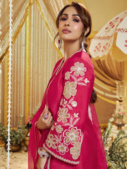 Malaika Arora Women Floral Embroidered Thread Work Kurta With Trousers & Dupatta
