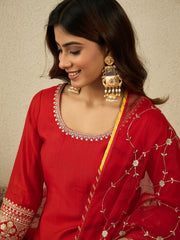 Women Ethnic Motifs Embroidered Kurta with Palazzo & Dupatta