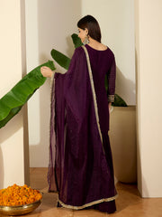 Women Ethnic Motifs Embroidered Regular Kurta with Sharara & With Dupatta
