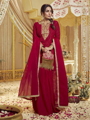 Women Floral Zari Embroidered Straight Kurta Set with Dupatta
