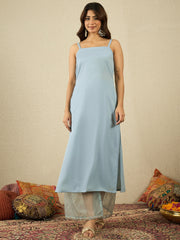 Floral Embroidered Pleated Zari A-Line Kurta with Palazzos & With Dupatta