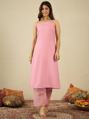Floral Embroidered Sequinned Organza Kurta With Trousers & Dupatta