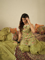 Women Floral Embroidered Regular Sequinned Kurta with Palazzos & Dupatta