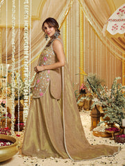Women Floral Embroidered Regular Thread Work Kurta with Palazzos & With Dupatta