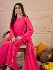 Women Floral Embroidered Regular Thread Work Kurta with Palazzos & Dupatta