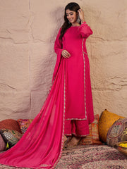 Women Floral Embroidered Regular Thread Work Kurta with Palazzos & Dupatta