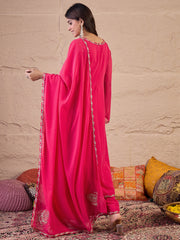 Women Floral Embroidered Regular Thread Work Kurta with Palazzos & Dupatta