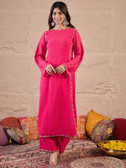 Women Floral Embroidered Regular Thread Work Kurta with Palazzos & Dupatta