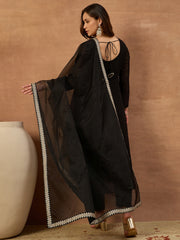Women Ethnic Motifs Embroidered Regular Thread Work Kurta with Trousers & With Dupatta