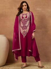 Women Ethnic Motifs Embroidered Regular Thread Work Kurta with Trousers & With Dupatta