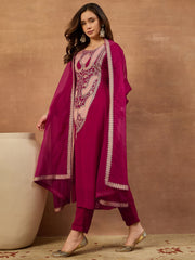 Women Ethnic Motifs Embroidered Regular Thread Work Kurta with Trousers & With Dupatta