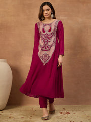Women Ethnic Motifs Embroidered Regular Thread Work Kurta with Trousers & With Dupatta