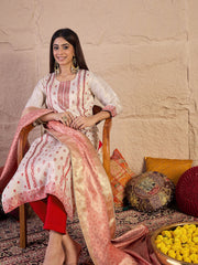 Women Ethnic Motifs Embroidered Kurta with Trouser & Dupatta