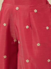 Ethnic Motifs Embroidered Zari Work Kurta With Palazzos & Dupatta