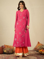 Women Ethnic Motifs Embroidered Angrakha Kurta with Palazzos & With Dupatta