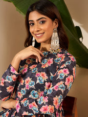 Women Floral Printed and Foil Work Kurta Set
