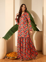 Women Geometric Printed Kurta with Sharara