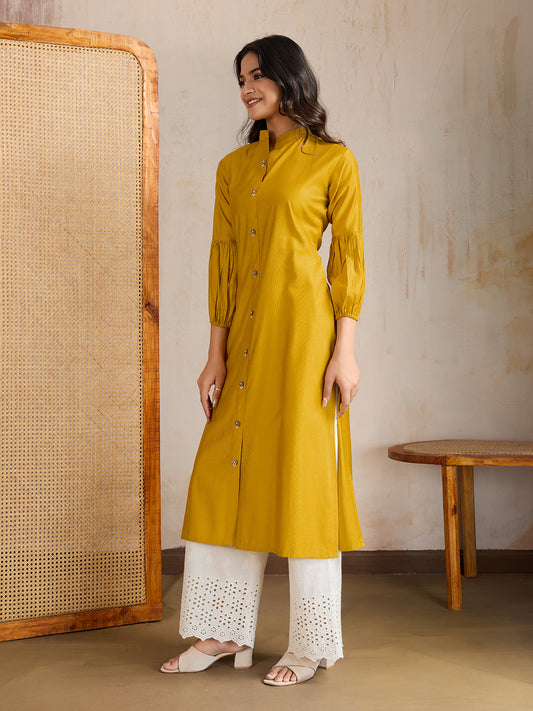 Cotton Mandarin Collar Straight Kurta