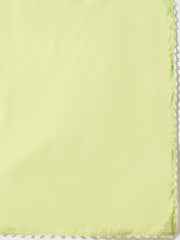 Women Cotton Blend Thread Work Kurta Set With Trousers & Dupatta