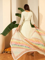 Women Floral Embroidered Regular Thread Work Kurta with Trousers & With Dupatta