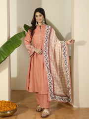 Women Solid A-Line Kurta with Trousers & Dupatta