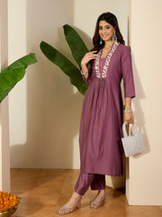 Women Floral Yoke Design Regular Sequinned Kurta with Trousers