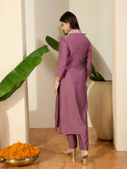 Women Floral Yoke Design Regular Sequinned Kurta with Trousers