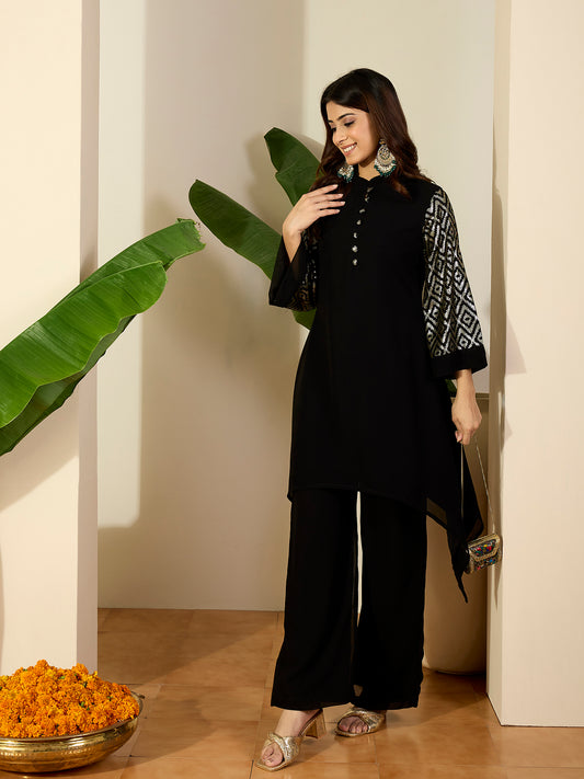Women Embroidered Regular Sequinned Kurta with Palazzos