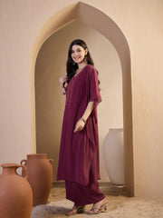 Women Ethnic Motifs Embroidered Regular Thread Work Kurta with Palazzos