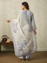Women Floral Regular Thread Work Kurta with Palazzos & With Dupatta