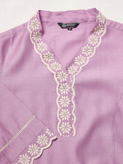 Women Floral Embroidered Regular Thread Work Kurta with Palazzos & With Dupatta