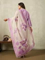 Women Floral Embroidered Regular Thread Work Kurta with Palazzos & With Dupatta