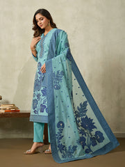 Floral Zari Woven Hand Embroidered V-Neck Kurta & Trousers With Dupatta