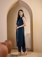 Women Ethnic Motifs Embroidered Regular Thread Work Kurta with Trousers