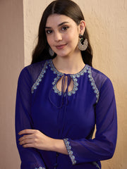 Women Embroidered Regular Thread Work Kurta with Palazzos