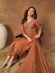 Women Floral Embroidered Regular Thread Work Kurta with Trousers & With Dupatta