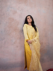 Women Floral Embroidered Regular Sequinned Kurta with Palazzos & With Dupatta