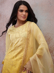Women Floral Embroidered Regular Sequinned Kurta with Palazzos & With Dupatta